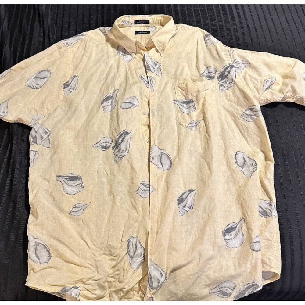 Nautica Classic Fit Shirt Conch Shells All Over Print Button Down Men's Size xxl